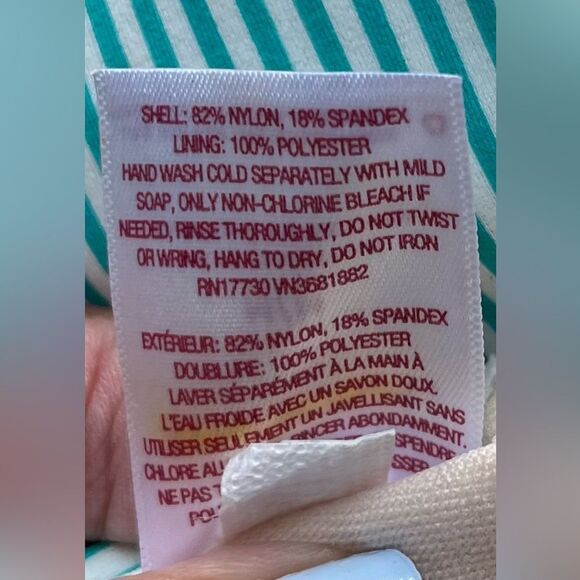 Merona One Piece Green Striped Full Coverage Padded Minimalist Swimsuit M- NWT - Picture 7 of 8